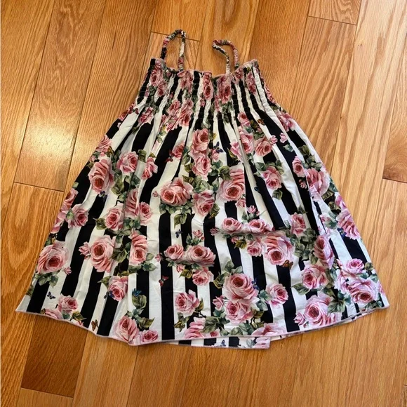 Dolce & Gabbana Black and Pink Floral Kids Dress - Picture 1 of 6